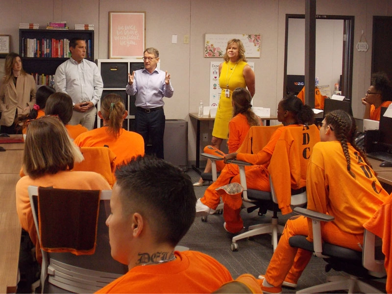 Students and faculty of the Career PATHS program at Arizona State Prison visited with McGraw Hill CEO Simon Allen last fall.