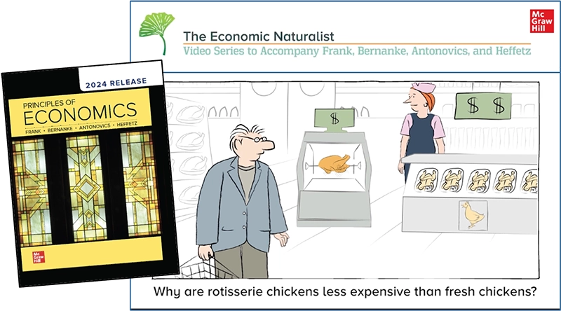 Screenshot of Economic Naturalist video series along with Principles of Economics textbook cover photo.