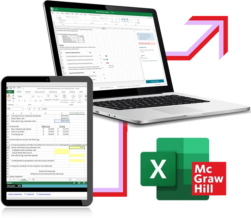 Integrated Excel Activities screenshot of spreadsheet on both a laptop and a tablet.