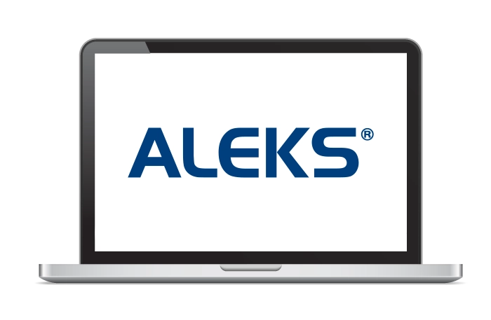 ALEKS logo on laptop screen