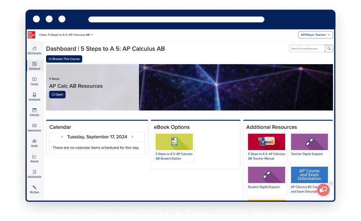 screenshot of 5 Steps to a 5: AP Calculus AB dashboard