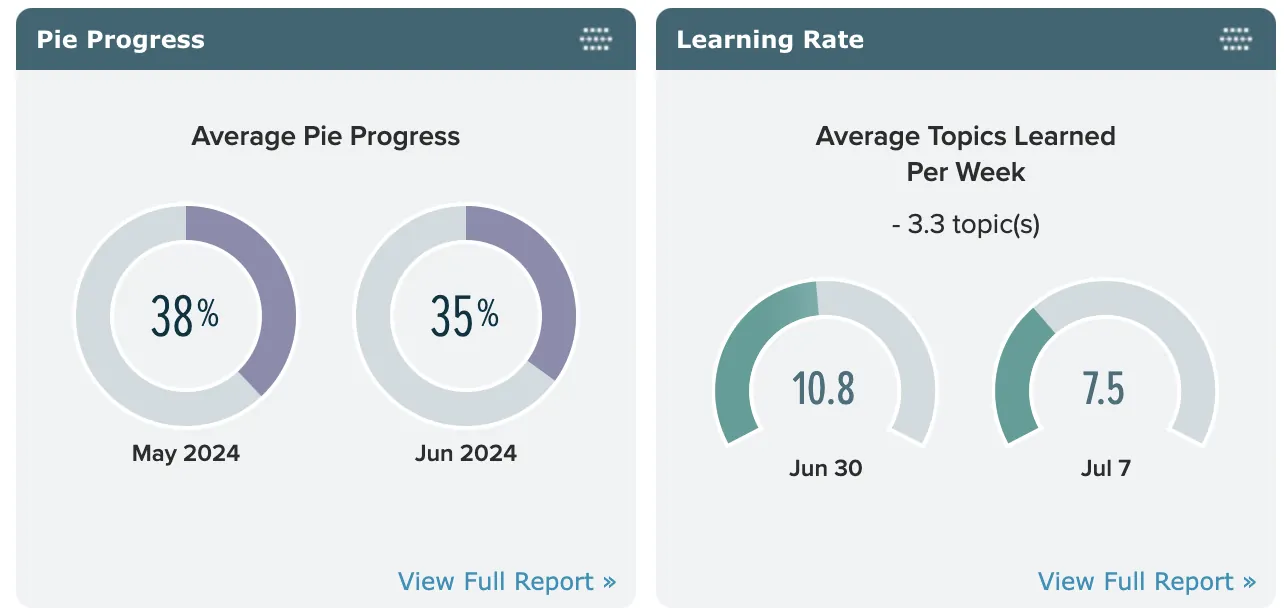 example image showing pie progress and learning rate percentages