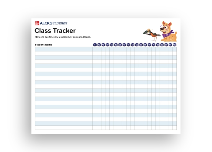 An ALEKS Adventure–themed class tracker