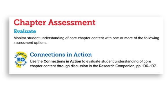 An overview of the Chapter Assessment options from the Teacher’s Edition.