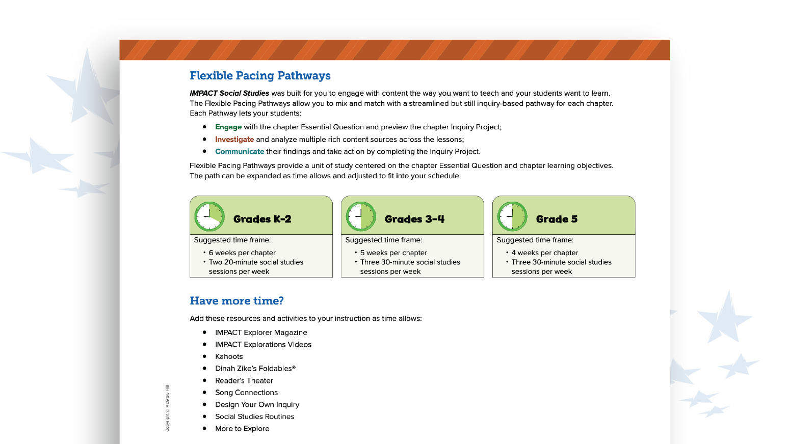 A page from the flexible pacing guide.