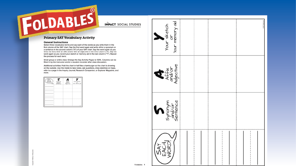 A Foldable paper on Primary SAT Vocabulary. 