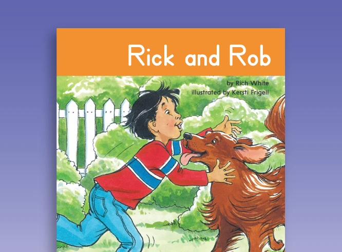 The book cover of Rick and Job  features a boy hugging a dog. 