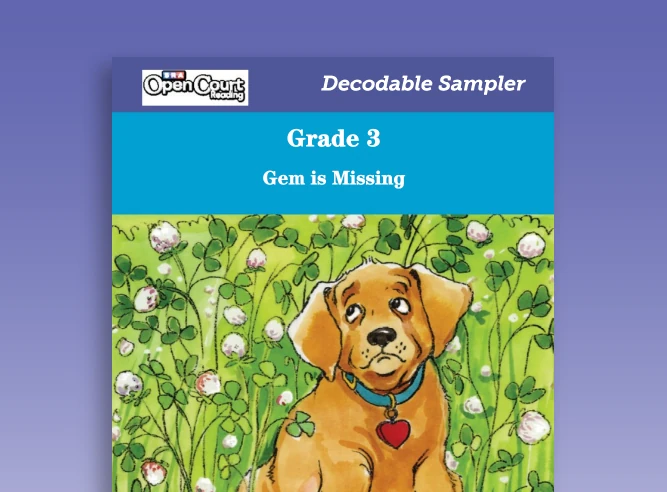 The cover of Gem is Missing features a dog in a field.  