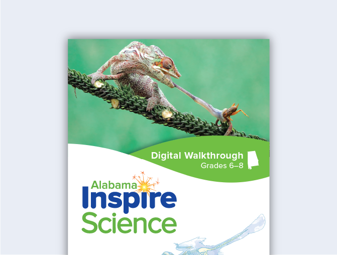 The cover of the 6–8 Alabama Inspire Science Digital Walkthrough.