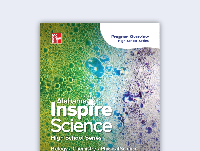 The cover of the 9–12 Alabama Inspire Science  Overview Brochure.