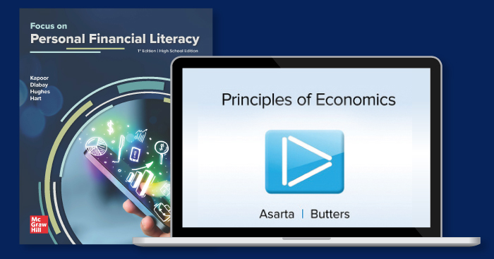 Pesonal Financial Literacy book and laptop