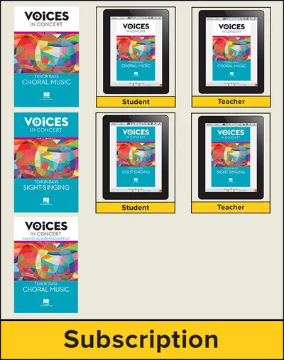Hal Leonard Voices in Concert, Level 3 Tenor/Bass Choral Digital School Bundle, 8-year subscription, Grades 9-12