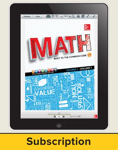 Glencoe Math, Course 1, eStudent Edition online, 6-year subscription