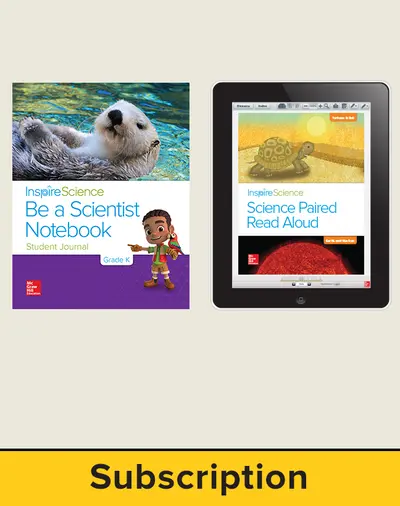 Inspire Science Grade K, Online Student Center with Print Be a Scientist Notebook Student Bundle 1-Year Subscription