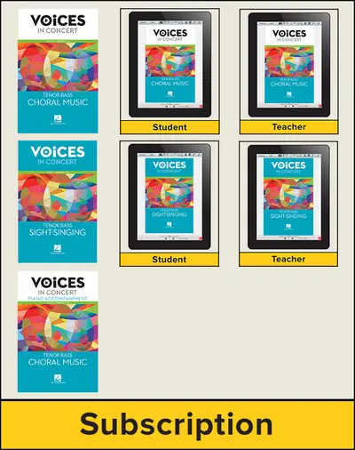Hal Leonard Voices in Concert, Level 2 Tenor/Bass Choral Digital School Bundle, 7-year subscription, Grades 7-8