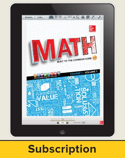 Glencoe Math, Course 1, eStudent Edition online, 3-year subscription