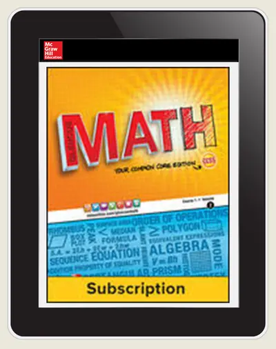 Glencoe Math Course 1, online eTeacher Edition, 6-yr s