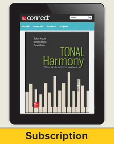 Kostka, Tonal Harmony, 2018, 8e, Connect, 6-year subscription