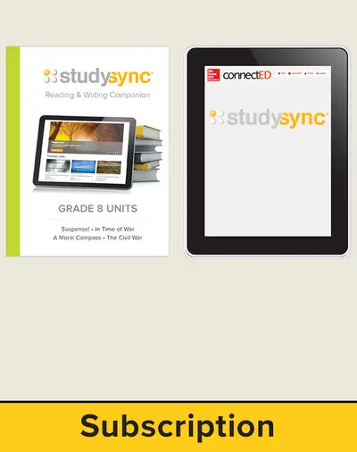 StudySync ELA Grade 8, Student/Reading & Writing Companion Bundle, 6 year