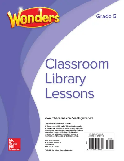 Wonders Classroom Library Lessons, Grade 5