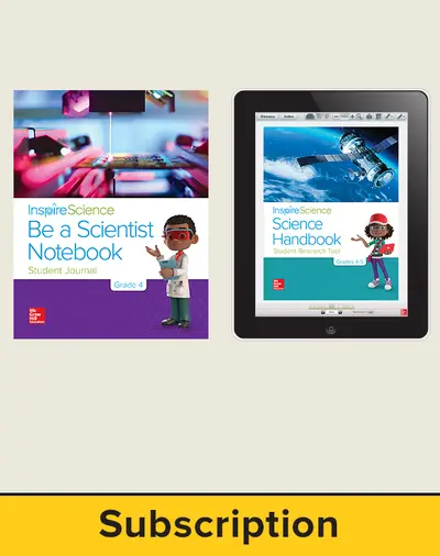 Inspire Science 2.0 Grade 4, Basic Student Bundle with Print Be a Scientist Notebook and Online Student Learning Center, 5 Year Subscription