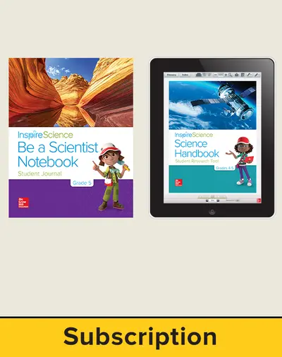 Inspire Science 2.0 Grade 5, Basic Student Bundle with Print Be a Scientist Notebook and Online Student Learning Center, 1 Year Subscription