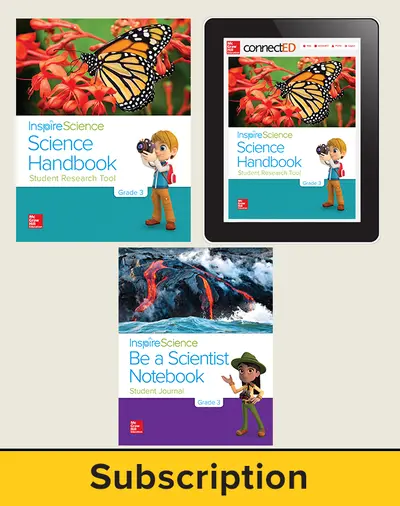 Inspire Science 2.0 Grade 3, Deluxe Student Bundle with Print Be a Scientist Notebook, Print Science Handbook and Online Student Learning Center, 7 Year Subscription