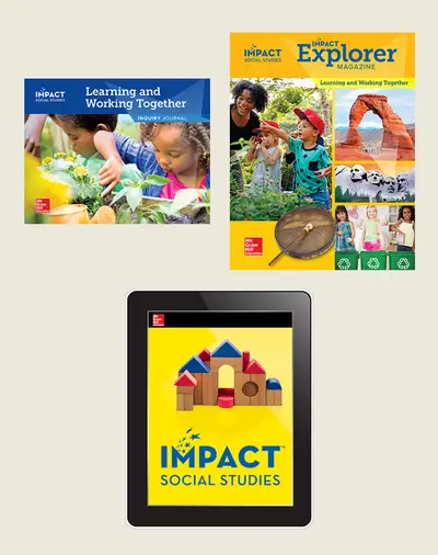 IMPACT Social Studies, Learning and Working Together, Grade K, Explorer with Inquiry Print & Digital Student Bundle, 1 year subscription