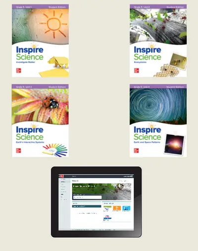 Inspire Science, Grade 5 Online Student Center with Print Student Edition Units 1-4, 6 Year Subscription