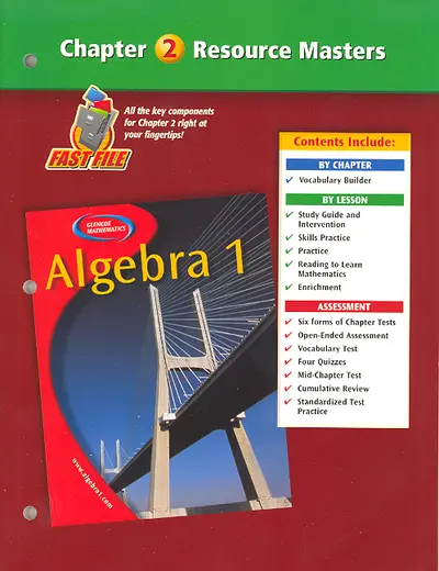 Algebra 1, Chapter 2 Resource Masters