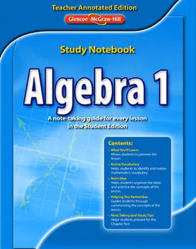 Algebra 1, Study Notebook, Teacher Edition