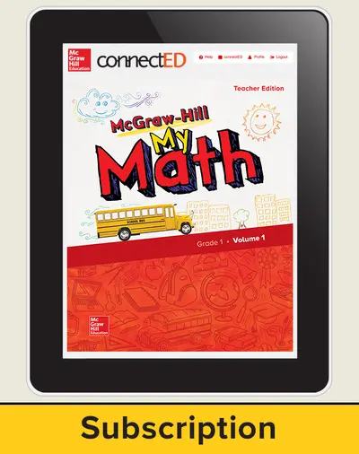 McGraw-Hill My Math, Teacher Center 6 Year Subscription Grade 1