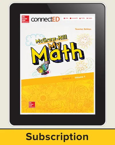 McGraw-Hill My Math, Teacher Center 1 Year Subscription Grade K