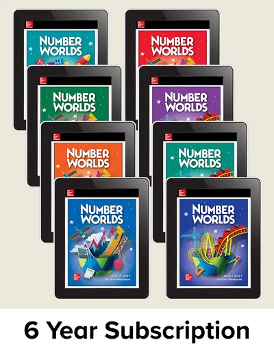 Number Worlds, Levels A-J Student Premium English/Spanish digital, 6-year subscription