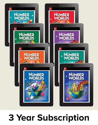 Number Worlds, Levels A-J Student Select English/Spanish digital, 3-year subscription