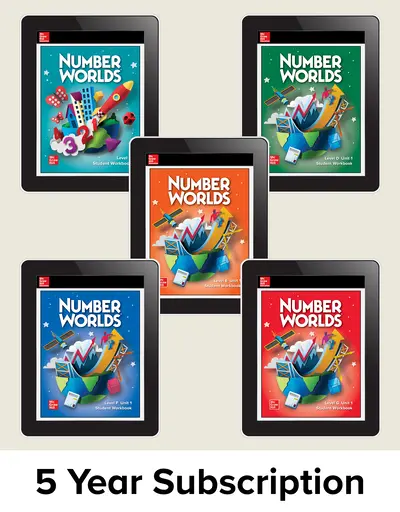 Number Worlds, Levels A-G Student Select English/Spanish digital, 5-year subscription