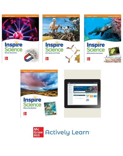 Inspire Science, Grade 3, Online Student Center with Print Student Edition Units 1-4 and Actively Learn, 1-Year Subscription