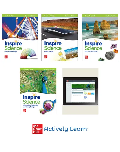 Inspire Science, Grade 4, Online Student Center with Print Student Edition Units 1-4 and Actively Learn, 1-Year Subscription