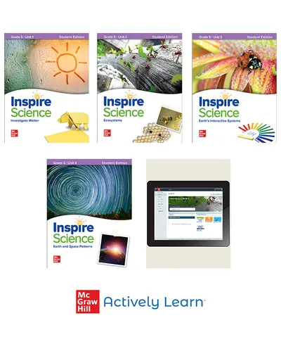 Inspire Science, Grade 5, Online Student Center with Print Student Edition Units 1-4 and Actively Learn, 1-Year Subscription