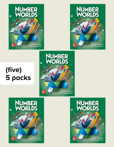 Number Worlds Level D, Spanish Workbook Package 25-pack (5 of each Unit)